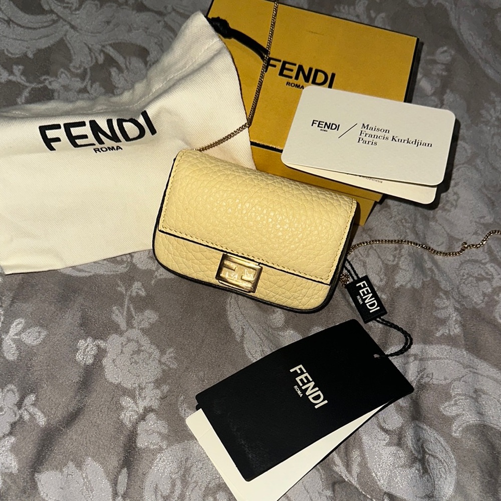 Fendi nano baguette with detachable crossbody chain